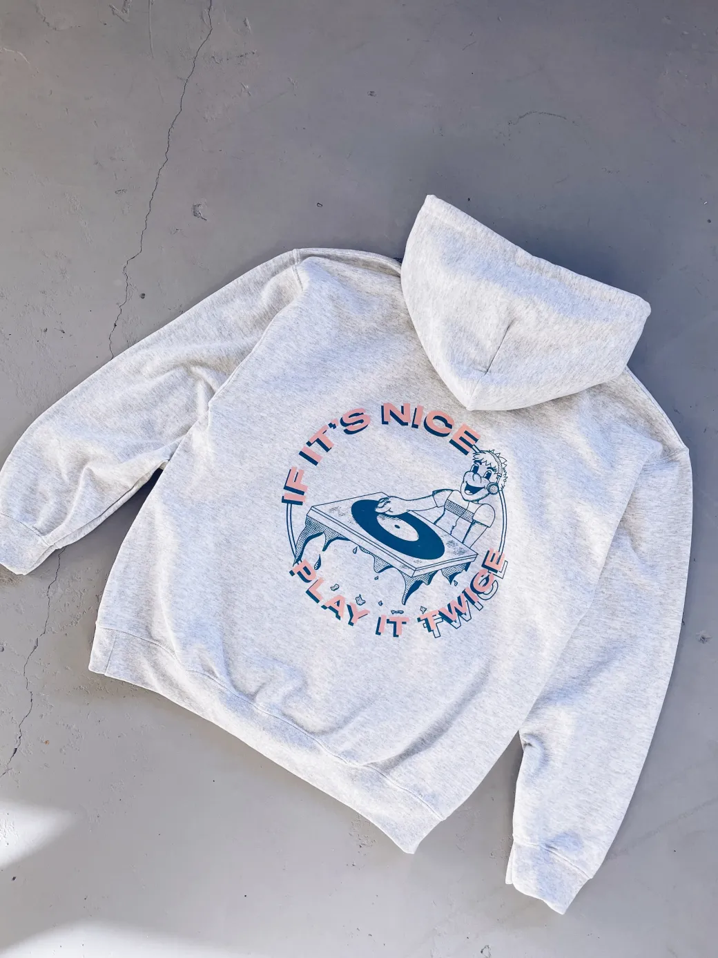 DISCO ONLY 'Play It Twice V1' Hoodie - Ash Grey