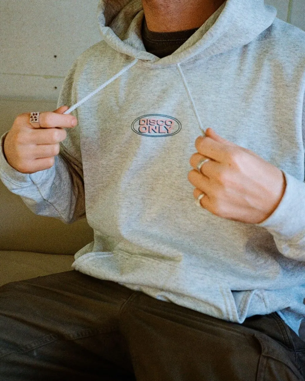 DISCO ONLY 'Play It Twice V1' Hoodie - Ash Grey