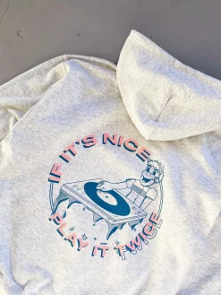 DISCO ONLY 'Play It Twice V1' Hoodie - Ash Grey