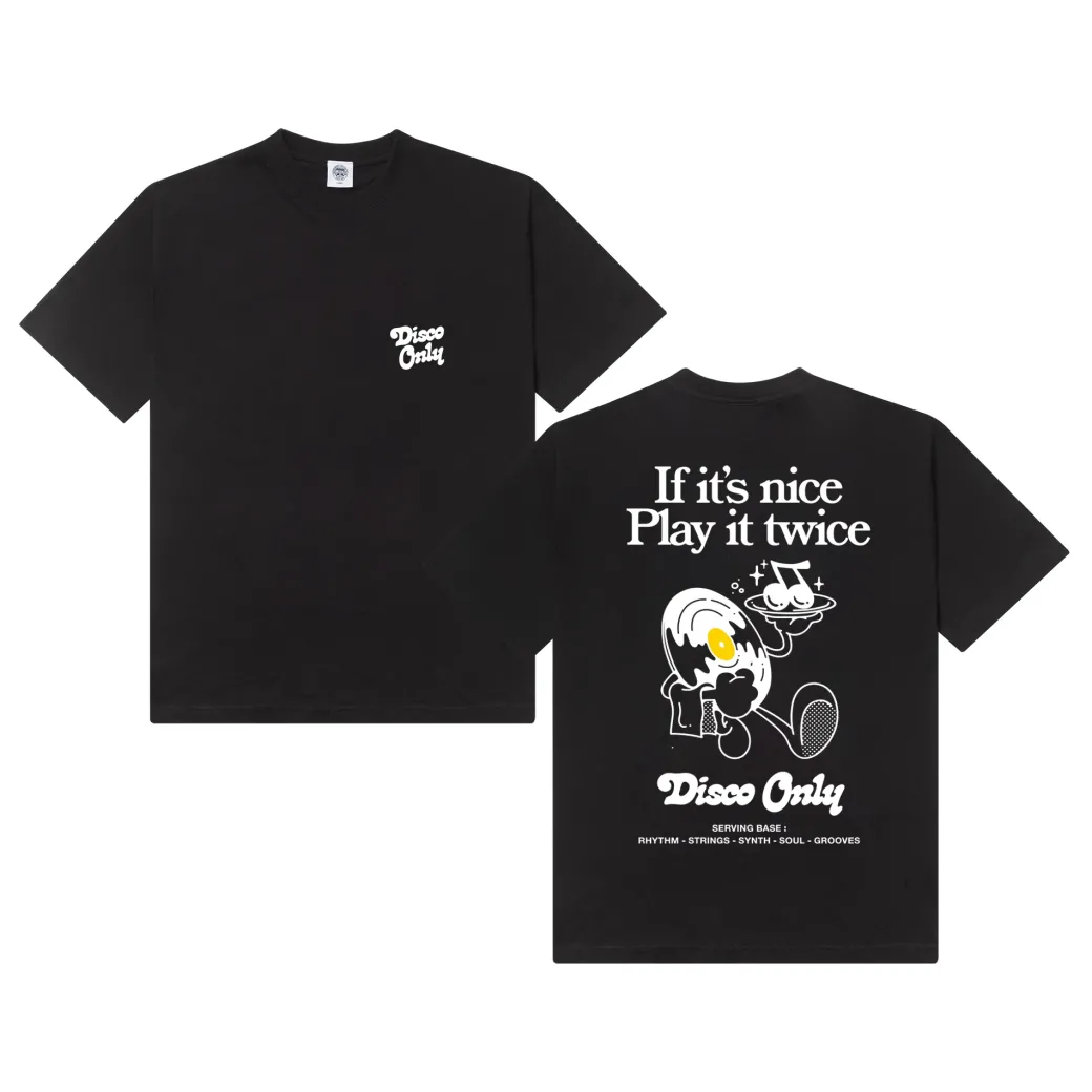 DISCO ONLY 'Play it Twice V2' Tee - Black