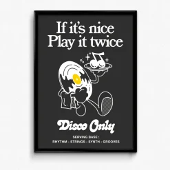 DISCO ONLY 'Play it Twice V2' Print - Black
