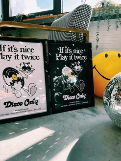 DISCO ONLY 'Play it Twice V2' Print - Black