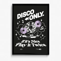 DISCO ONLY 'Play It Twice V4' Print - Black