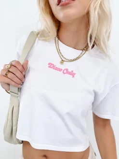 DISCO ONLY WMNS 'Everybody Dance' Cropped Tee - White