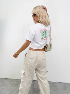 DISCO ONLY WMNS 'Everybody Dance' Cropped Tee - White