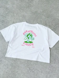 DISCO ONLY WMNS 'Everybody Dance' Cropped Tee - White