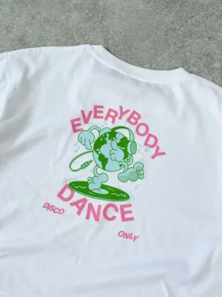 DISCO ONLY WMNS 'Everybody Dance' Cropped Tee - White