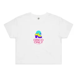DISCO ONLY WMNS 'Play It Twice V3' Cropped Tee - White