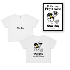 DISCO ONLY WMNS 'Play It Twice V2' Cropped Tee & Print Bundle - White
