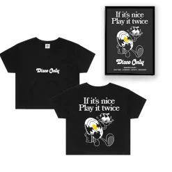 DISCO ONLY WMNS 'Play It Twice V2' Cropped Tee & Print Bundle - Black