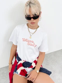 DISCO ONLY WMNS '70s' Heavy Tee - White