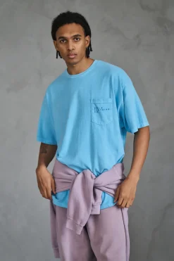 Essentials 'Sets' Vintage Washed Pocket Tee - Lagoon