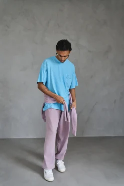 Essentials 'Sets' Vintage Washed Pocket Tee - Lagoon