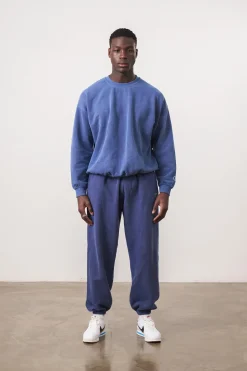 Essentials Vintage Washed Sweater & Jogger Set -  Navy
