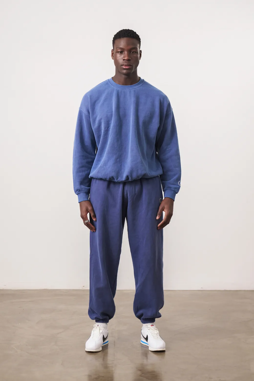 Essentials Vintage Washed Sweater & Jogger Set - Navy