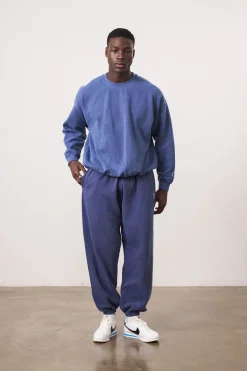 Essentials Vintage Washed Sweater & Jogger Set - Navy