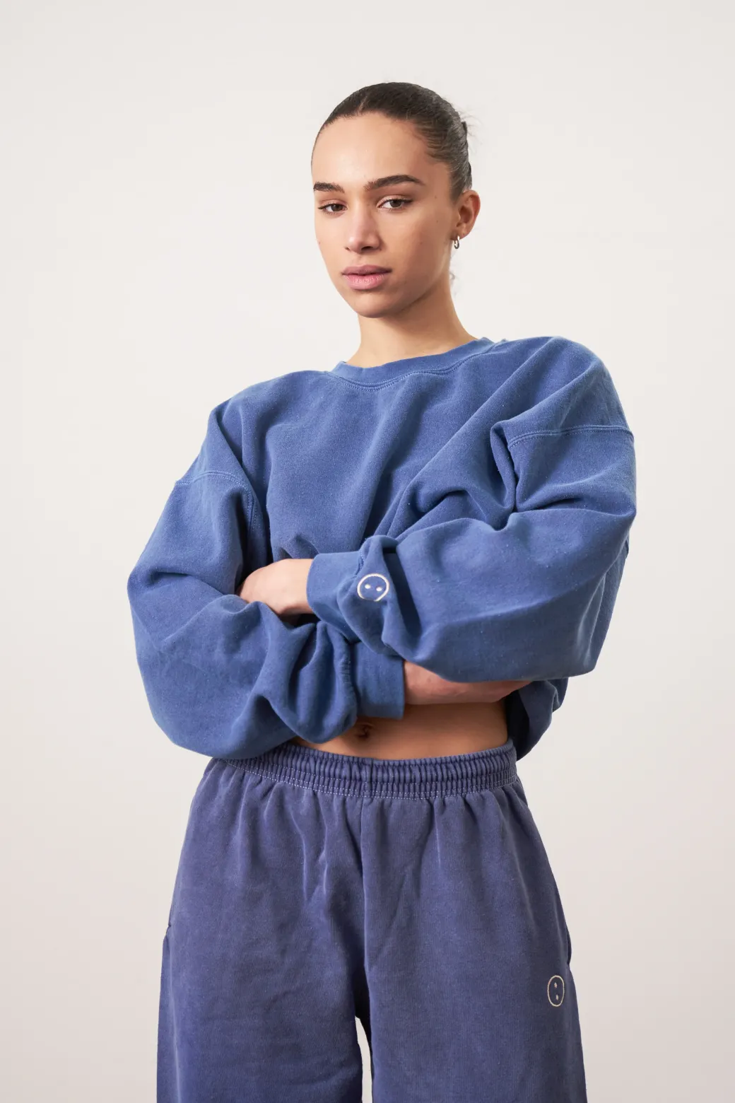 Essentials Vintage Washed Sweater & Jogger Set - Navy