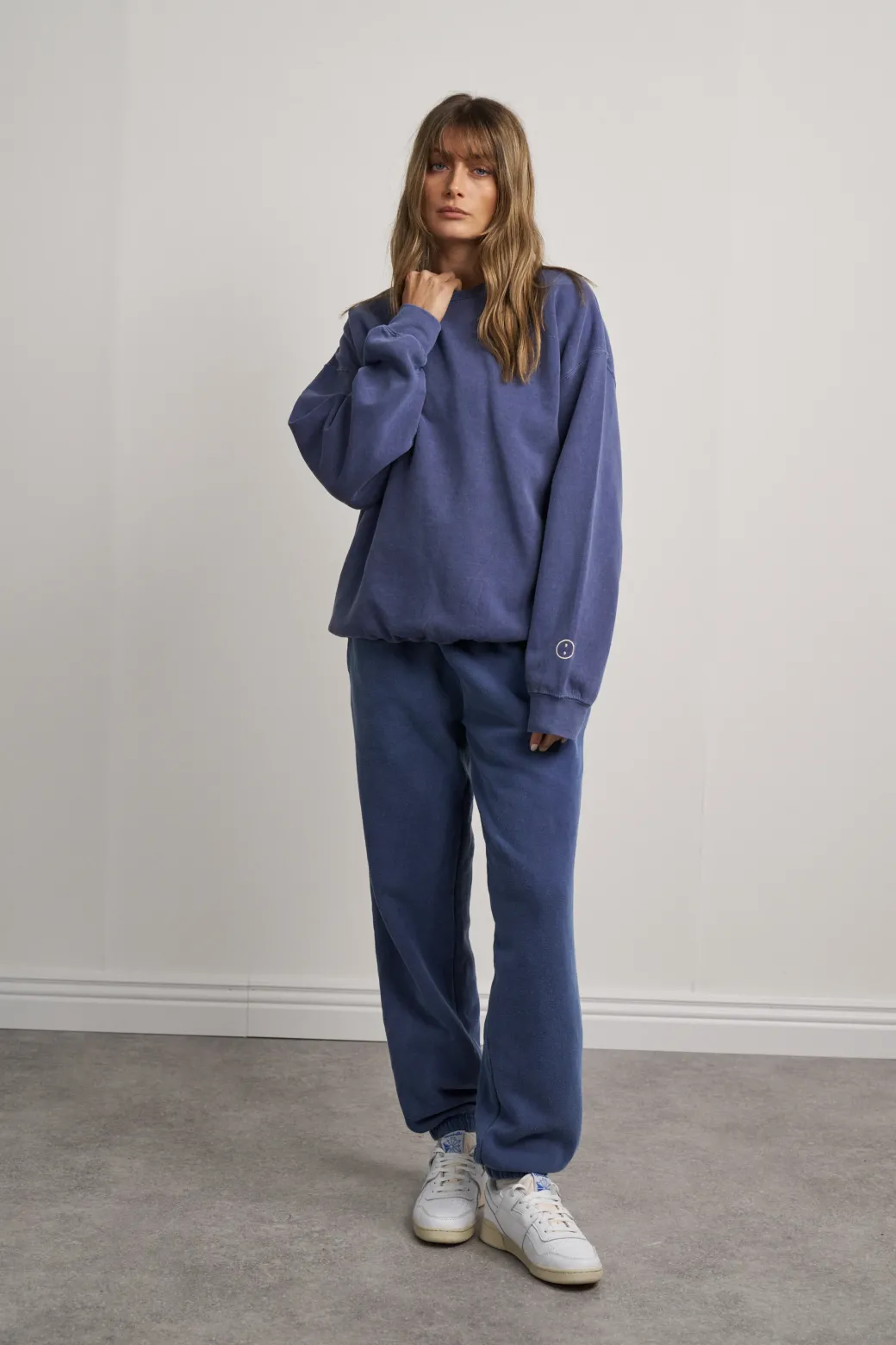 Essentials Vintage Washed Sweater & Jogger Set - Navy