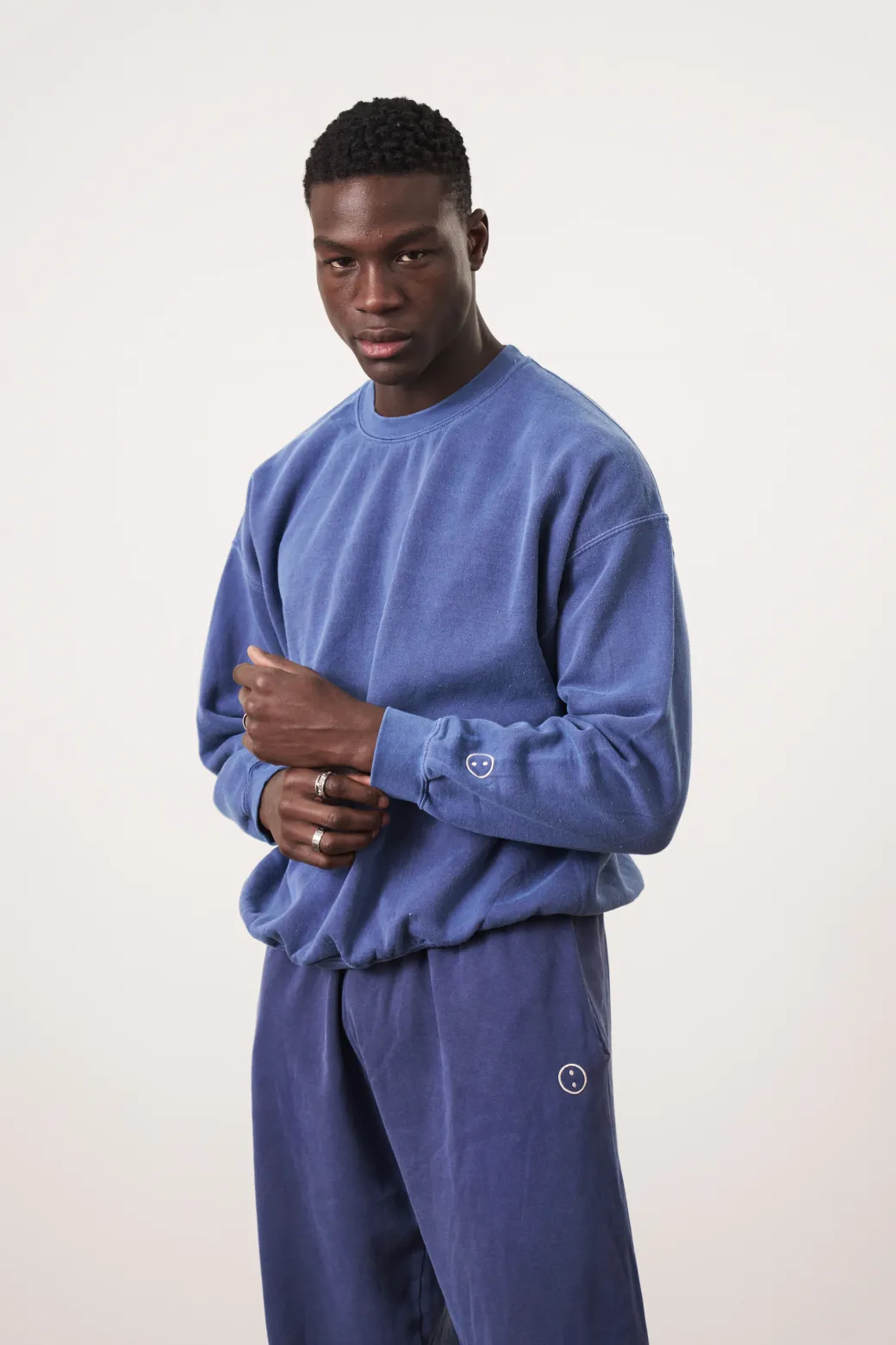 Essentials Vintage Washed Sweater & Jogger Set - Navy