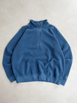 Essentials Vintage Washed 1/4 Zip Sweatshirt & Jogger Set - Navy