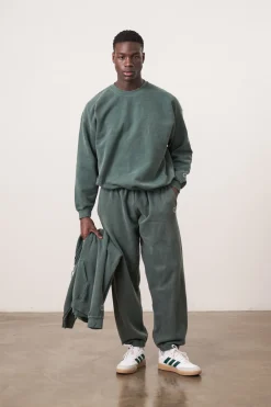Essentials Vintage Washed Sweater & Jogger Set - Forest