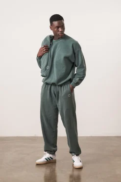 Essentials Vintage Washed Sweater & Jogger Set - Forest