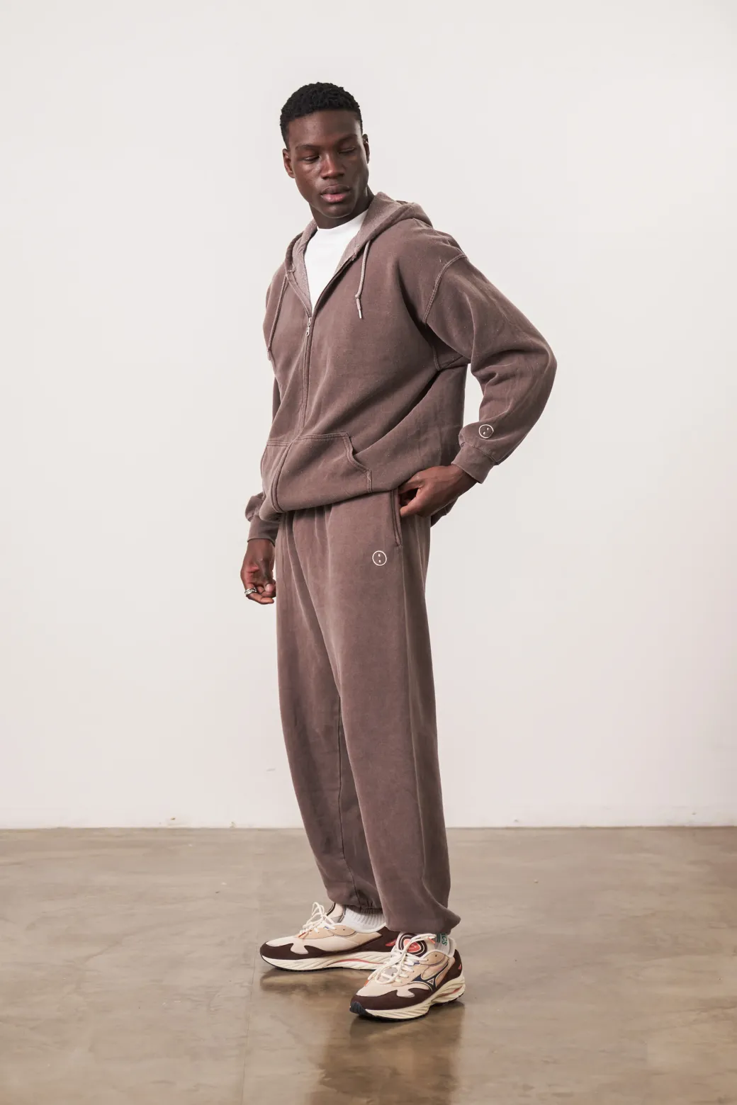 Essentials Vintage Washed Zip Up Hoodie - Cocoa