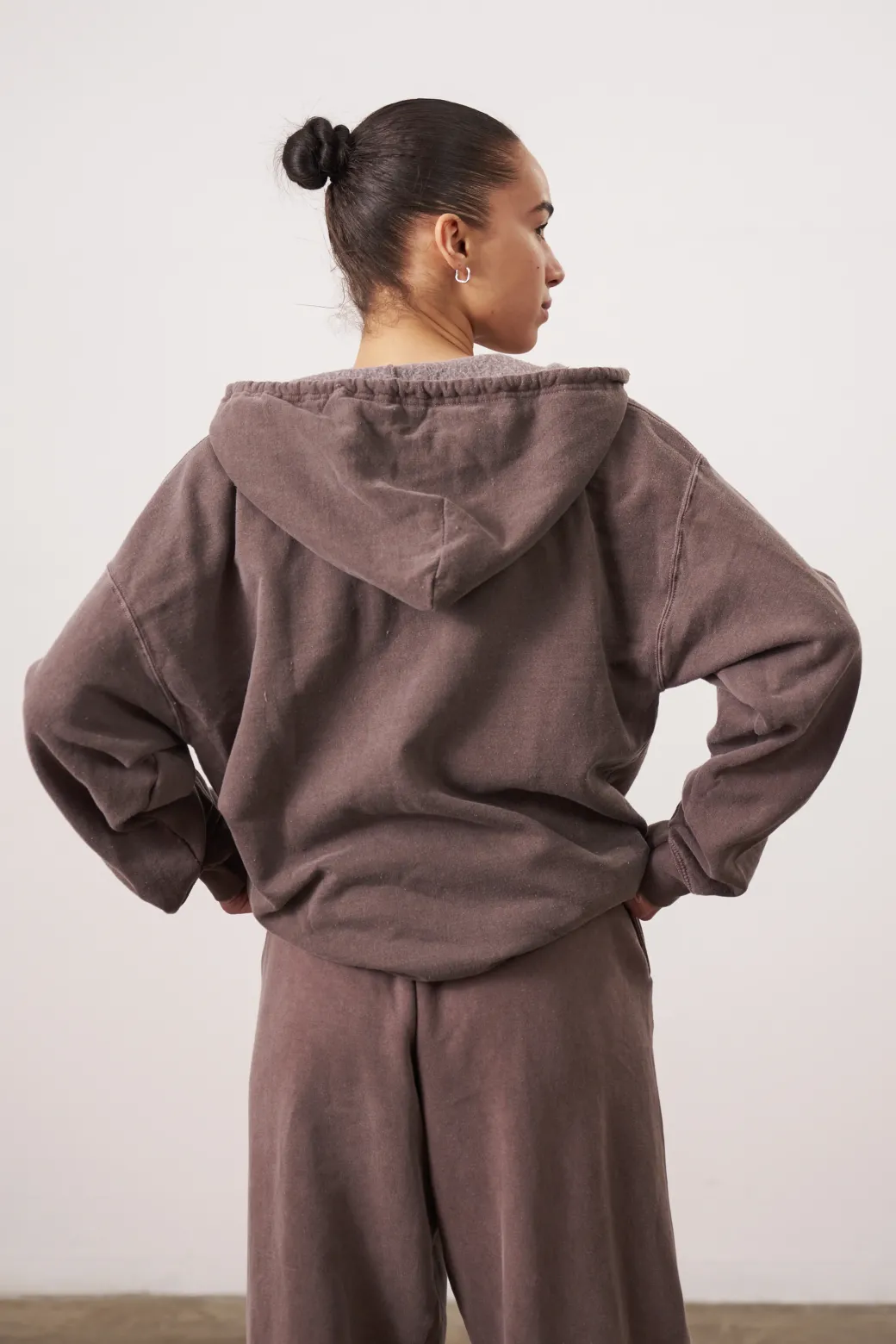 Essentials Vintage Washed Zip Up Hoodie - Cocoa