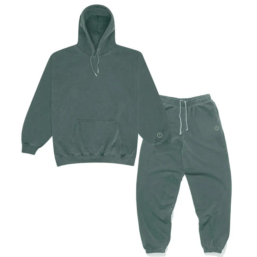 Essentials Vintage Washed Hoodie & Jogger Set - Forest