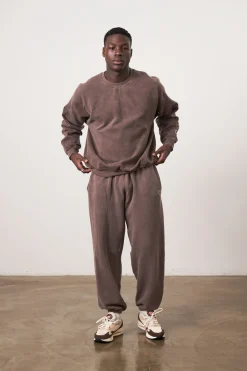 Essentials Vintage Washed Sweater & Jogger Set - Cocoa
