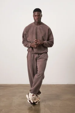 Essentials Vintage Washed Sweater & Jogger Set - Cocoa