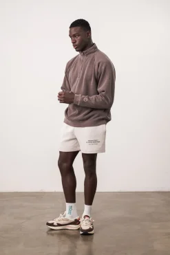Essentials Vintage Washed 1/4 Zip Sweatshirt - Cocoa