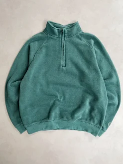 Essentials Vintage Washed 1/4 Zip Sweatshirt & Jogger Set - Forest