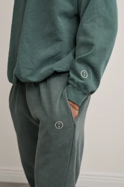 Essentials Vintage Washed 1/4 Zip Sweatshirt & Jogger Set - Forest