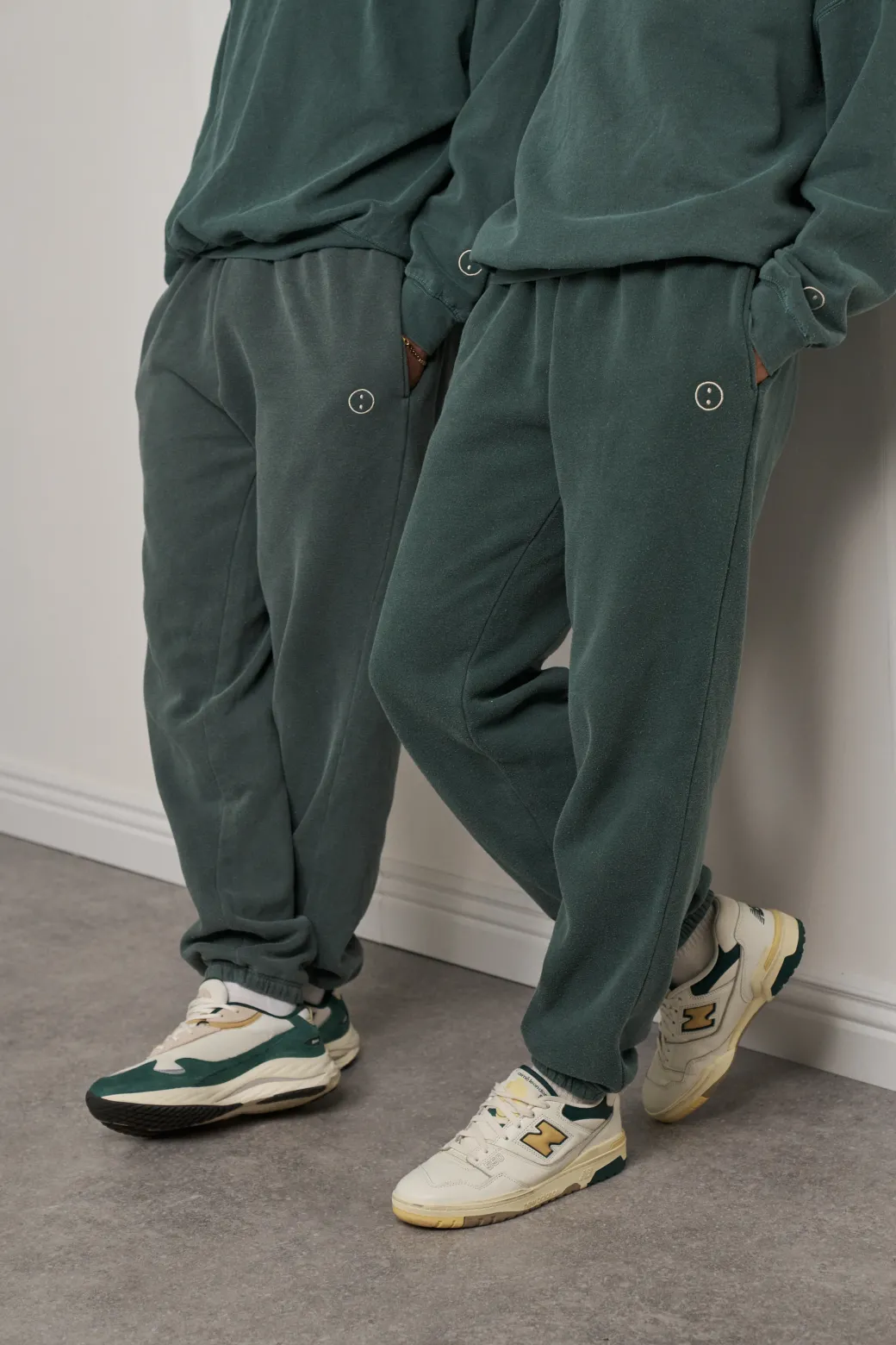 Essentials Vintage Washed 1/4 Zip Sweatshirt & Jogger Set - Forest