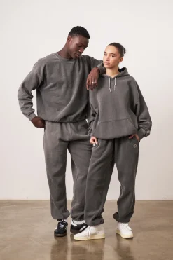 Essentials Vintage Washed Hoodie & Jogger Set - Charcoal