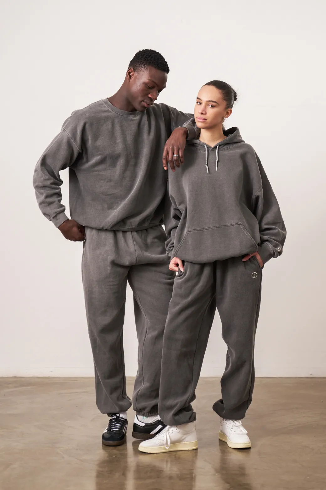 Essentials Vintage Washed Hoodie & Jogger Set - Charcoal