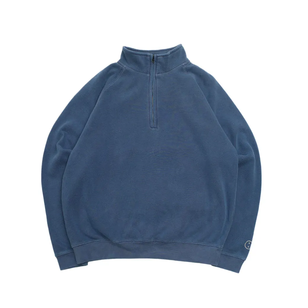 Essentials Vintage Washed 1/4 Zip Sweatshirt - Navy