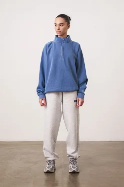 Essentials Vintage Washed 1/4 Zip Sweatshirt - Navy