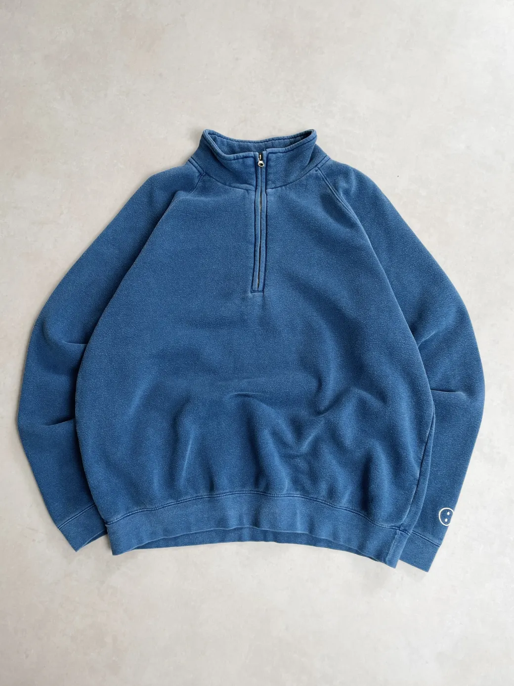 Essentials Vintage Washed 1/4 Zip Sweatshirt - Navy