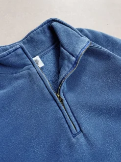 Essentials Vintage Washed 1/4 Zip Sweatshirt - Navy