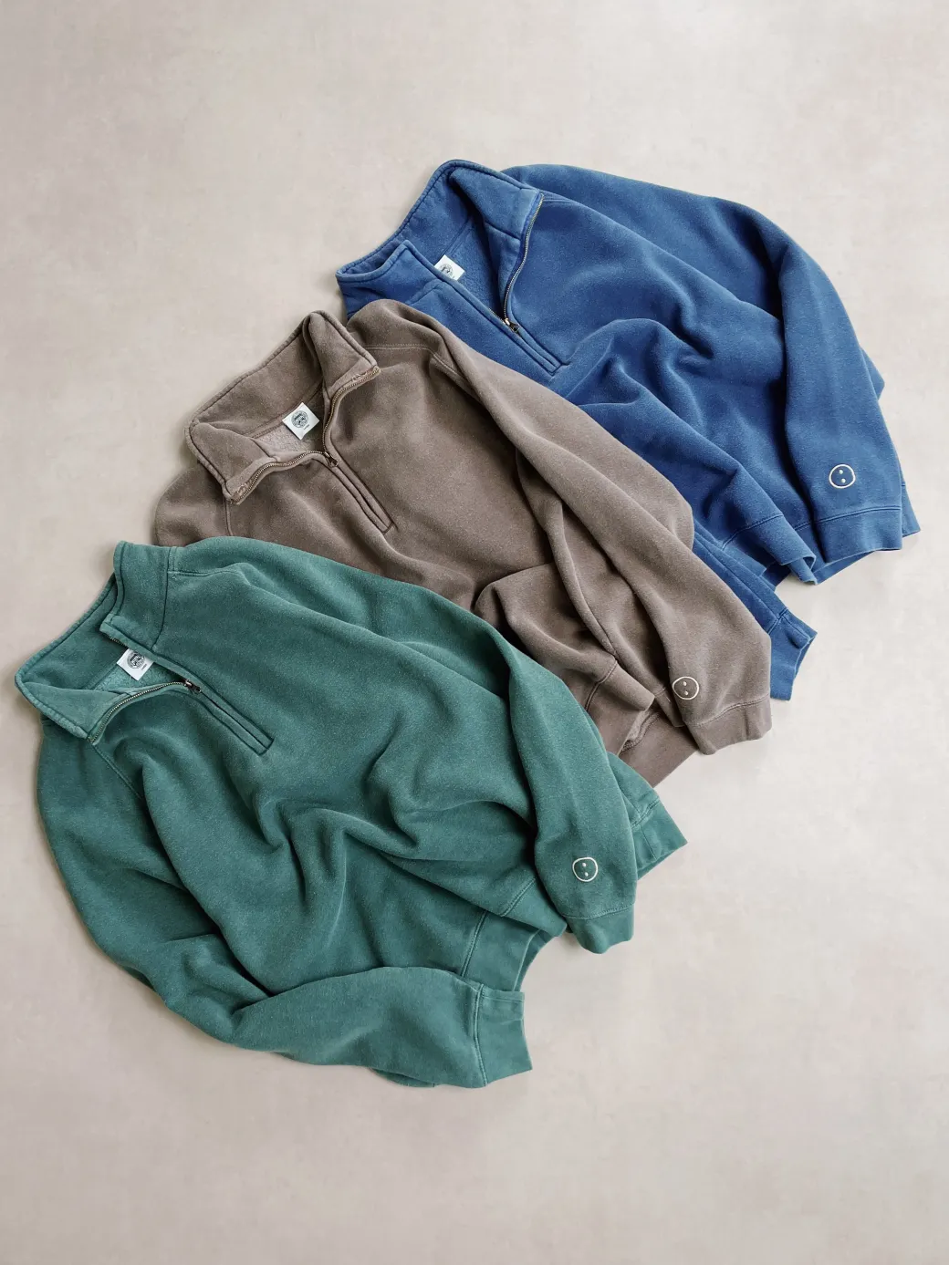 Essentials Vintage Washed 1/4 Zip Sweatshirt - Navy