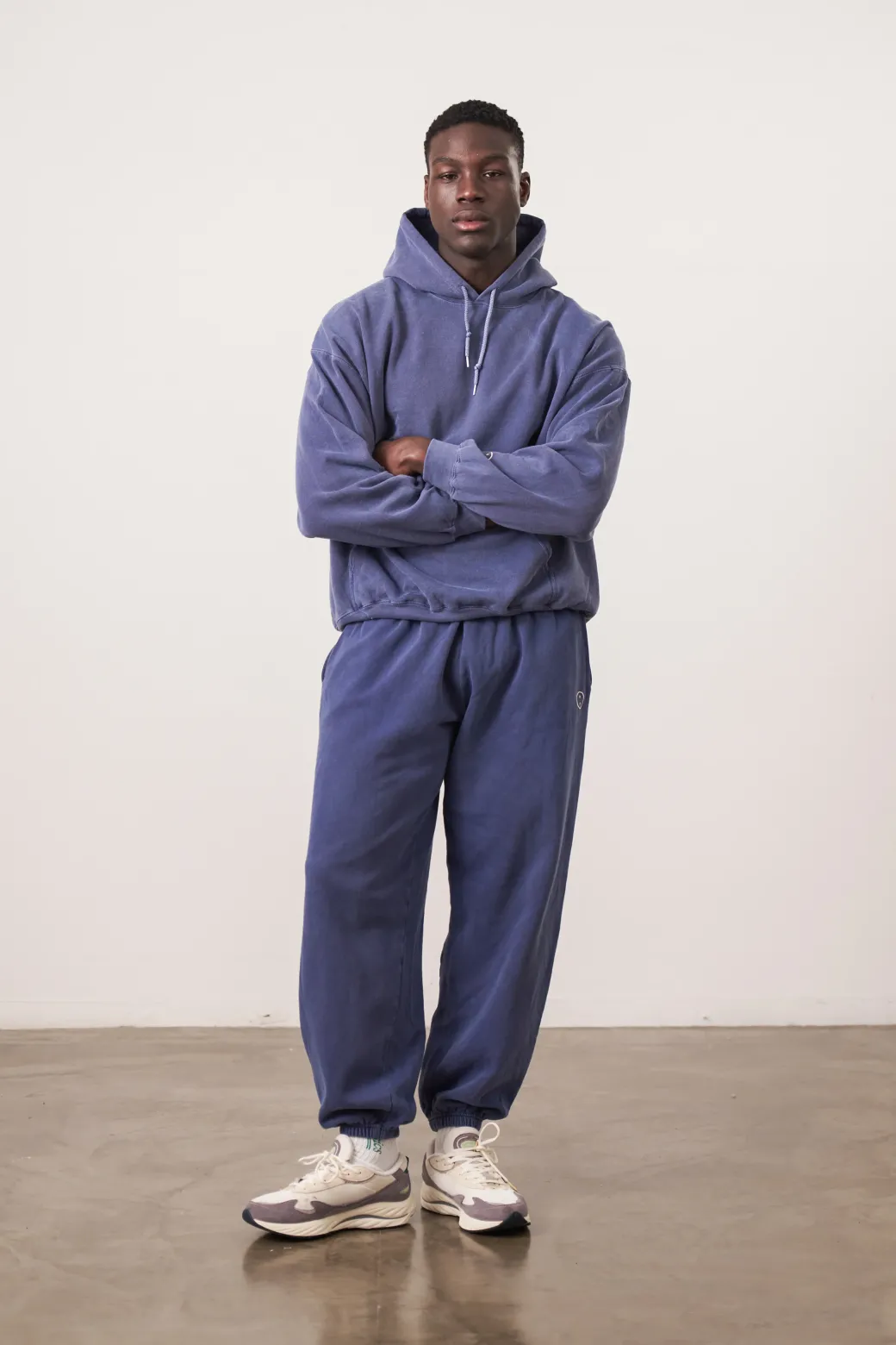Essentials Vintage Washed Hoodie & Jogger Set - Navy