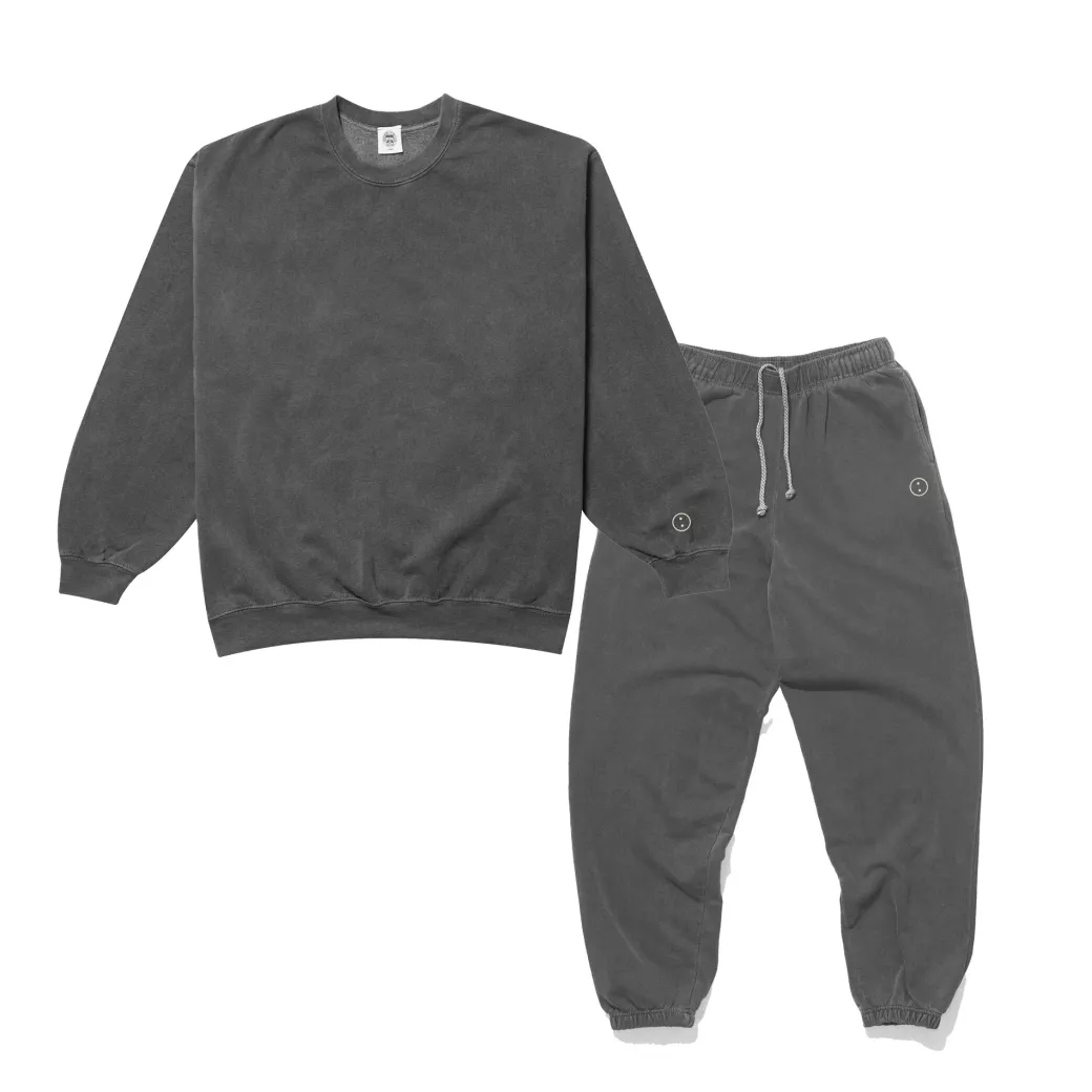 Essentials Vintage Washed Sweater & Jogger Set - Charcoal
