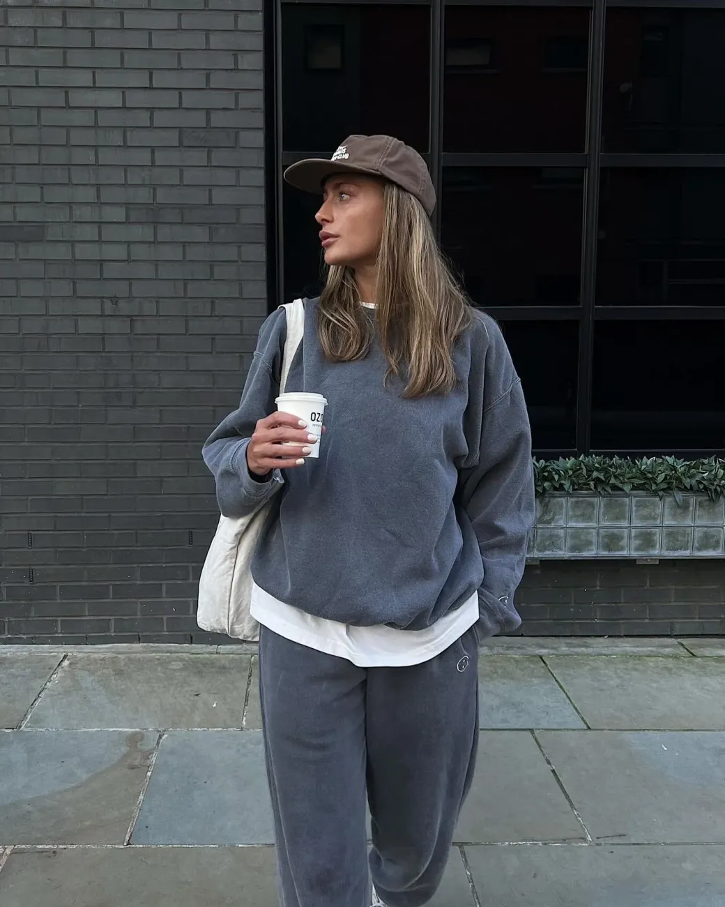 Essentials Vintage Washed Sweater & Jogger Set - Charcoal