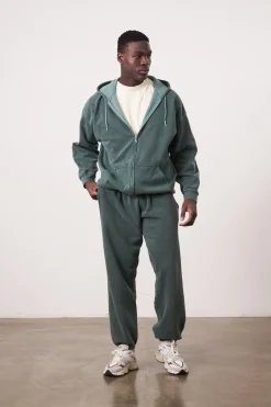 Essentials Vintage Washed Zip Up Hoodie - Forest