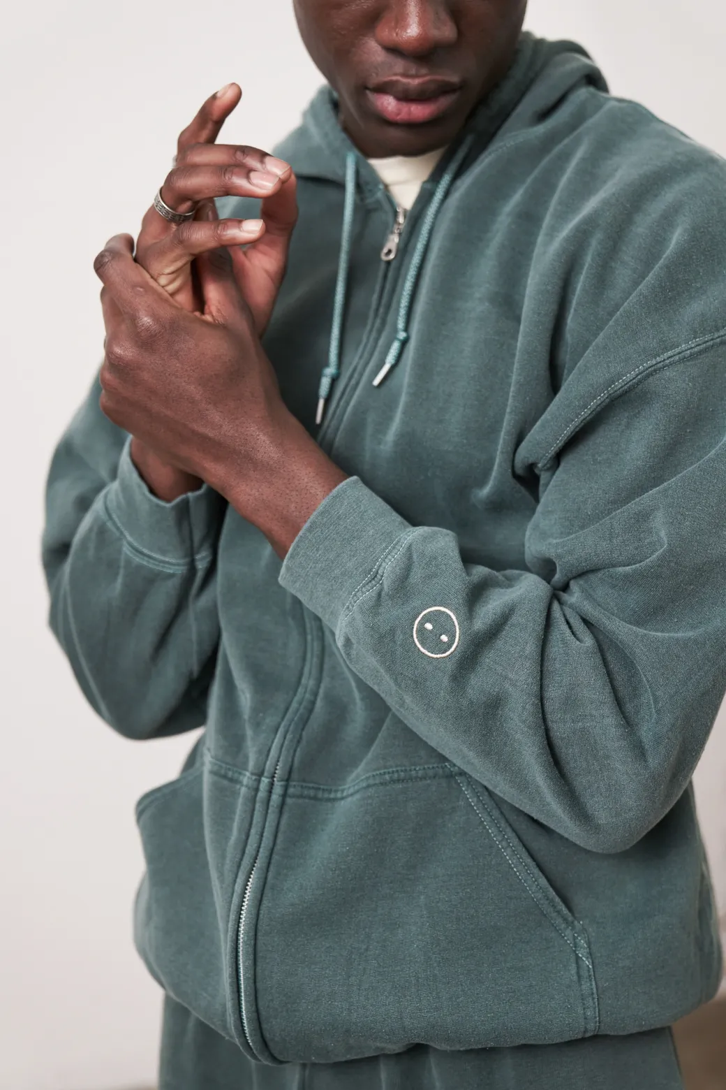 Essentials Vintage Washed Zip Up Hoodie - Forest