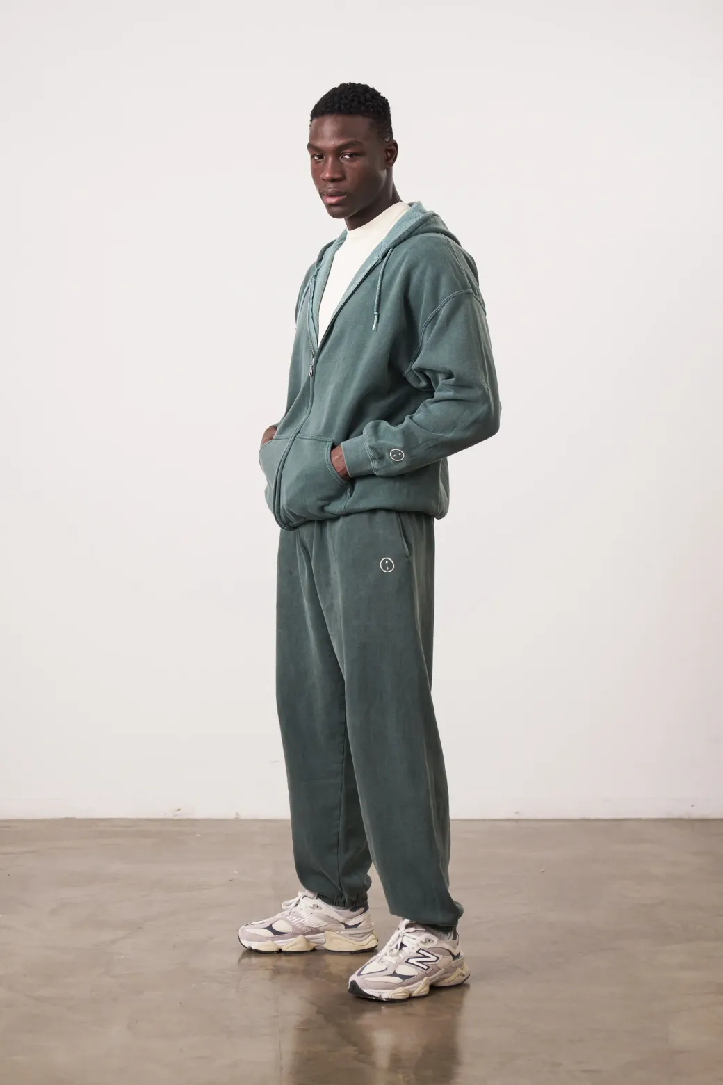 Essentials Vintage Washed Zip Up Hoodie - Forest