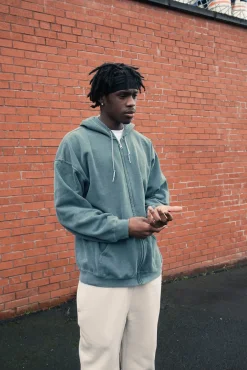 Essentials Vintage Washed Zip Up Hoodie - Forest