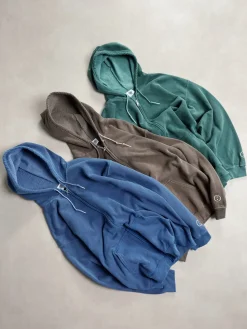 Essentials Vintage Washed Zip Up Hoodie - Forest